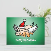 Vliegend Varken Kerstkaart (Staand voorkant)