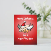 Vliegend varken kerstkaart (Staand voorkant)