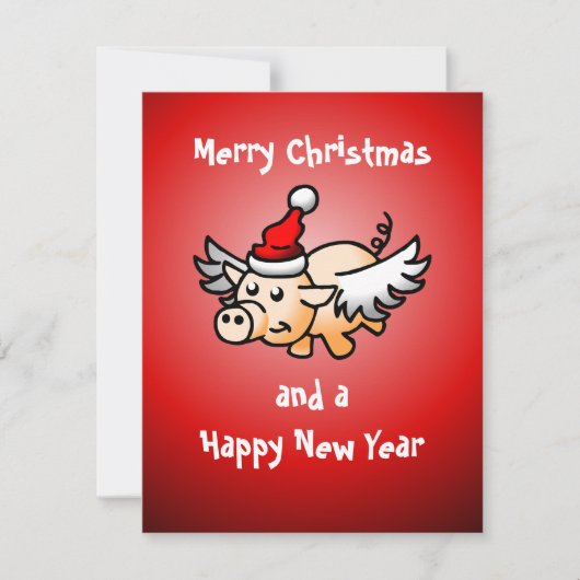Vliegend varken kerstkaart (Voorkant)
