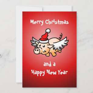 Vliegend varken kerstkaart