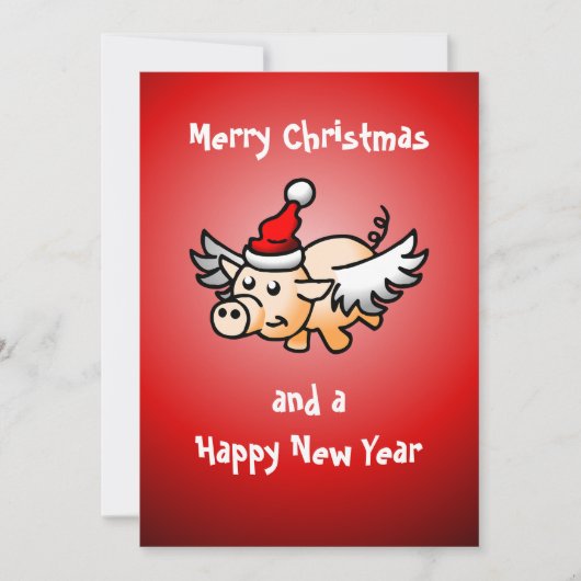 Vliegend varken kerstkaart (Voorkant)