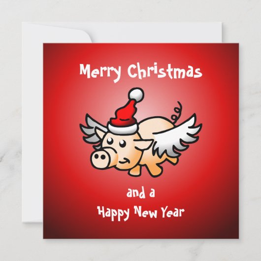 Vliegend varken kerstkaart (Voorkant)