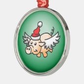 Vliegend Varken Kerstmis Metalen Ornament (Links)