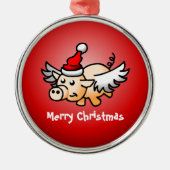 Vliegend Varken Kerstmis Metalen Ornament (Voorkant)