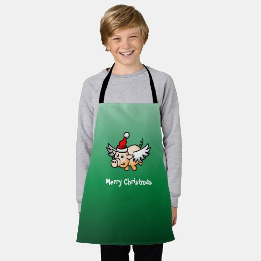 Vliegend Varken Kerstmis Schort (Gedragen)