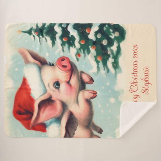 Vliegend Varken Kerstmis Sherpa Deken (Voorkant (horizontaal))