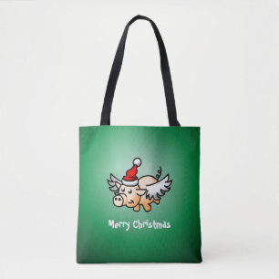 Vliegend Varken Kerstmis Tote Bag