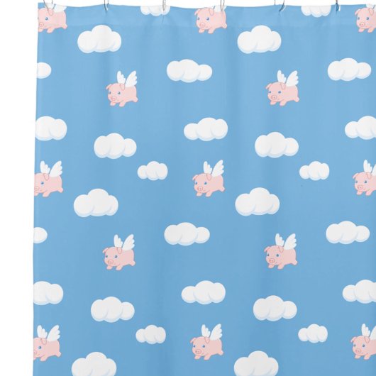 Vliegend varken Schattige biggetje met vleugels op Douchegordijn