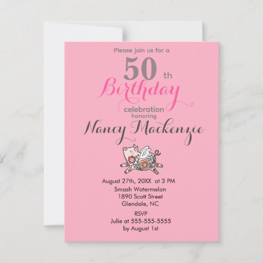 Vliegend varken Schattigee schuur Dier  Verjaardag Kaart (Voorkant)