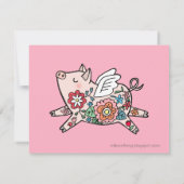 Vliegend varken Schattigee schuur Dier  Verjaardag Kaart (Achterkant)