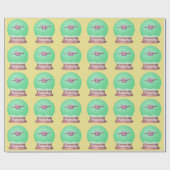 Vliegend varken sneeuw wereldbol geel roze groen cadeaupapier (Vlak)