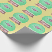 Vliegend varken sneeuw wereldbol geel roze groen cadeaupapier (Hoek)