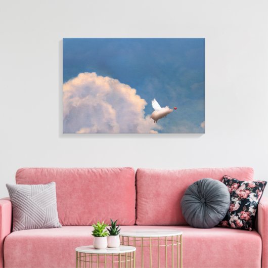 vliegend varkenscanvas canvas afdruk (Insitu (Woonkamer))