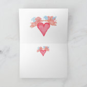 Vliegend Varkenspaar met Rode Hart Valentijn Feestdagen Kaart (Binnen)