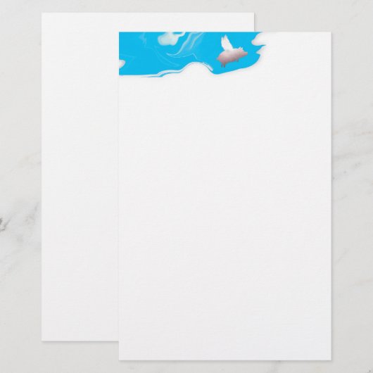 vliegend varkenspapier briefpapier (Voorkant / Achterkant)