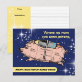 Vliegend varkensvlees kookboek receptenkaart briefkaart (Voorkant / Achterkant)