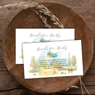 Vliegend Vliegtuig Bos Boeken Voor Baby Shower Informatiekaartje