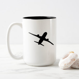 Vliegend vliegtuig vliegtuig luchtvaart Aviator Tweekleurige Koffiemok