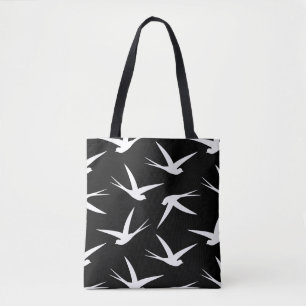 Vliegend vogelvrij vogelpatroon tote bag