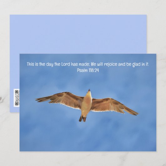 Vliegend Zee meeuw vogel bijbel vers platte Kaart (Voorkant / Achterkant)