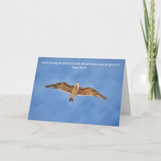 Vliegend Zee Meeuw Vogelbijbel Verse Art Note Kaart (Voorkant)