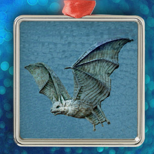 Vliegende 3D Blue Bat Metalen Ornament
