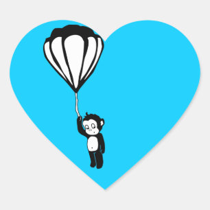 vliegende aap : luchtballon hart sticker