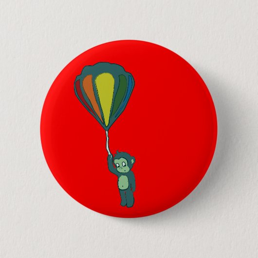 vliegende aap : luchtballon ronde button 5,7 cm (Voorkant)