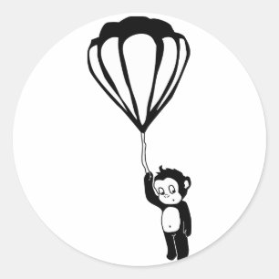 vliegende aap : luchtballon ronde sticker