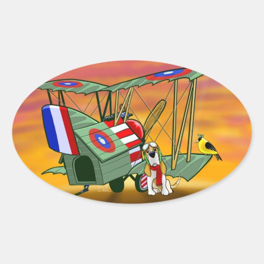 vliegende aas ovale sticker (Voorkant)