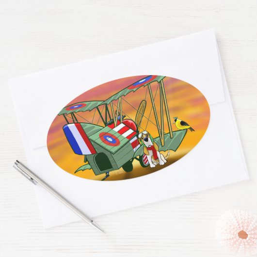 vliegende aas ovale sticker (Envelop)