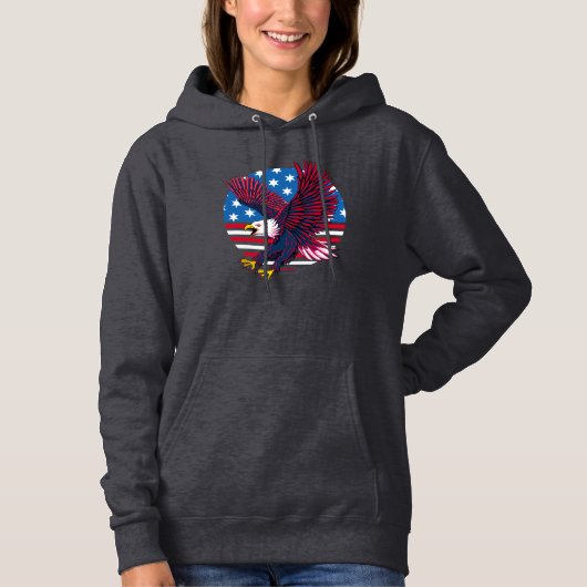 Vliegende adelaar en Amerikaanse vlag Hoodie (Voorkant)