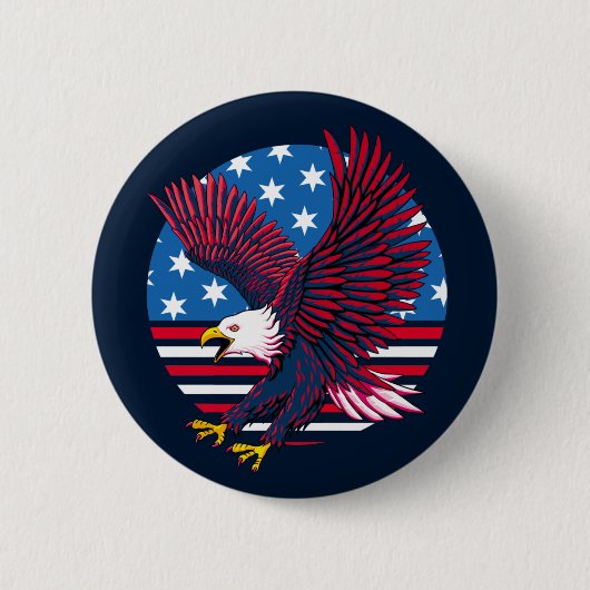 Vliegende adelaar en Amerikaanse vlag Ronde Button 5,7 Cm (Voorkant)