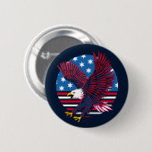 Vliegende adelaar en Amerikaanse vlag Ronde Button 5,7 Cm (Voorkant /achterkant)
