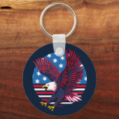 Vliegende adelaar en Amerikaanse vlag Sleutelhanger (Voorkant)