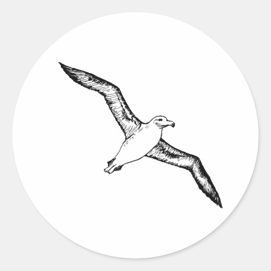 Vliegende albatrosillustratie ronde sticker (Voorkant)