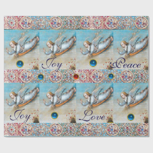 VLIEGENDE ANGEL ROOD BLAUWE EDELSTENEN XMAS CADEAUPAPIER