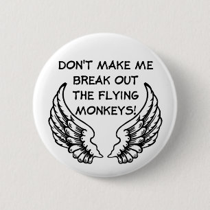 Vliegende apen grappige knop humor ronde button 5,7 cm