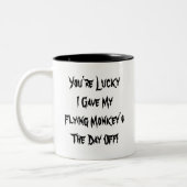 Vliegende apen tweekleurige koffiemok (Links)