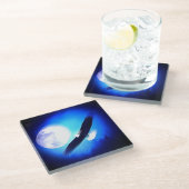 Vliegende arend & maan glazen onderzetter (Schuin)