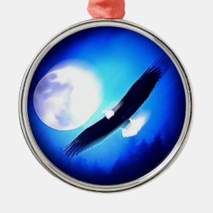 Vliegende arend & maan metalen ornament