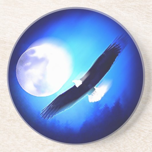 Vliegende arend & maan zandsteen onderzetter (Voorkant)