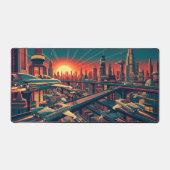 Vliegende Auto Hemelweg - Retro Toekomst Stadsscap Bureaumat (Voorkant)