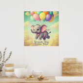 Vliegende Baby olifant met aangepaste offerte, kin Poster (Keuken)