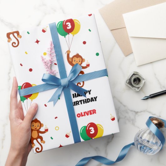 Vliegende ballon aap cadeaupapier (Geschenken)