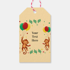 Vliegende ballon met aap cadeaulabel