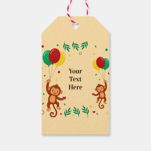 Vliegende ballon met aap cadeaulabel (Achterkant)
