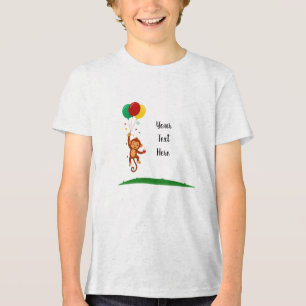Vliegende ballon met aap Tri-Blend shirt