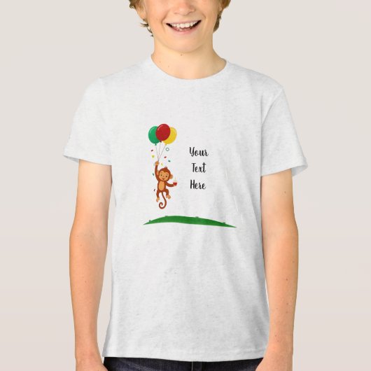 Vliegende ballon met aap Tri-Blend shirt (Voorkant)