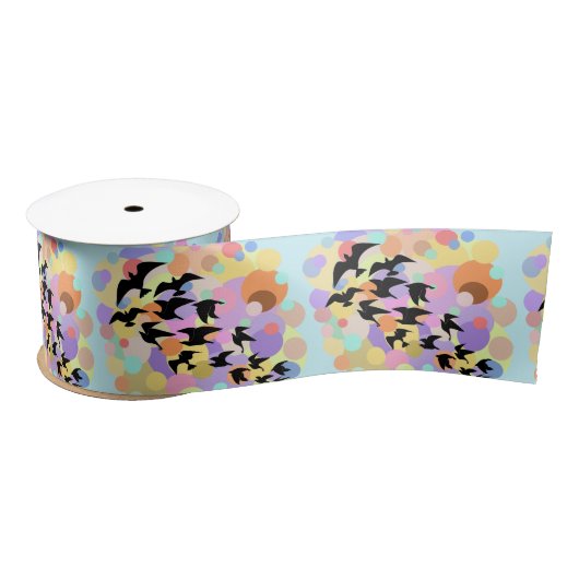 Vliegende ballonnen en vogellint satijnen lint (Spoel)